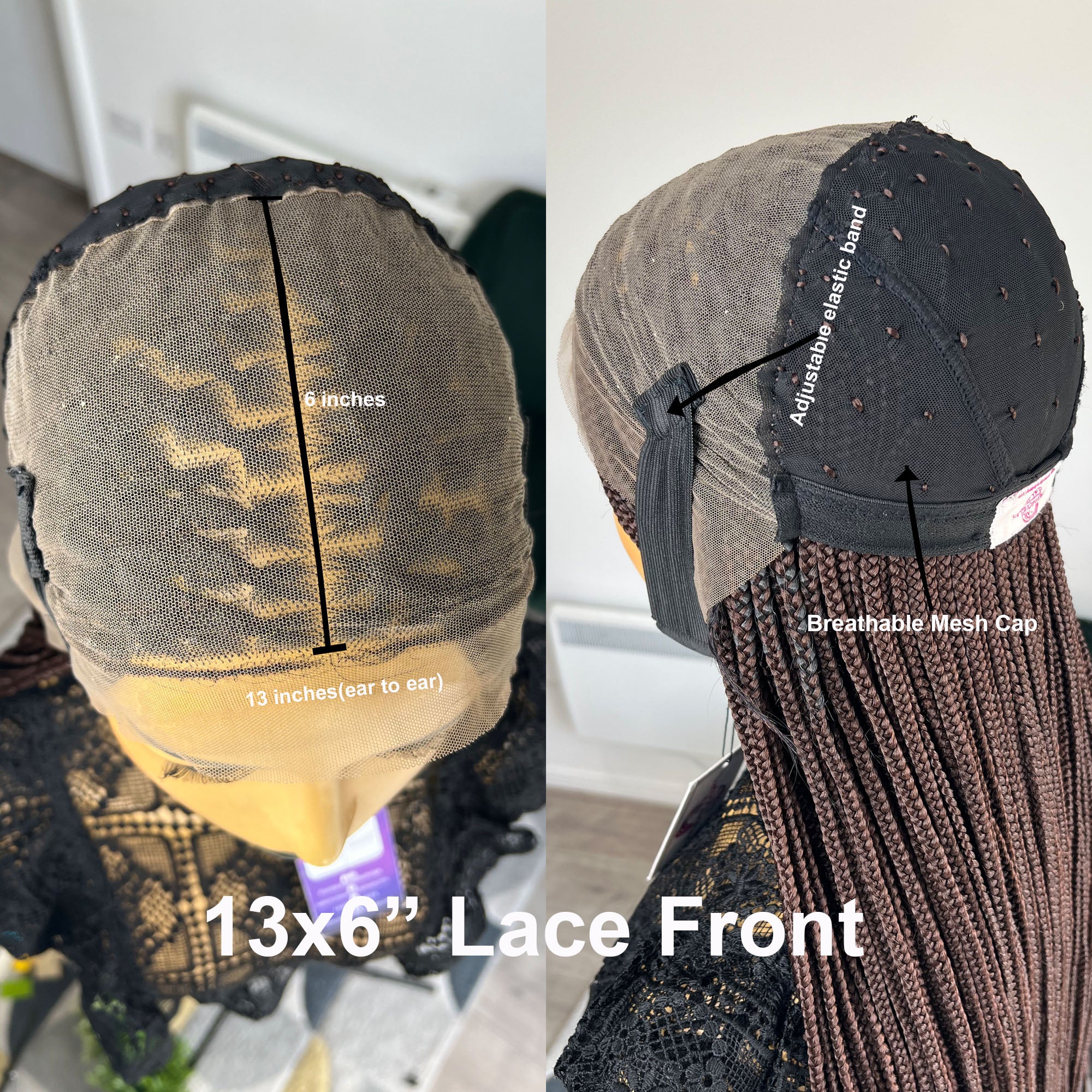 Lace Front Triangle Knotless Braid Wig - #1b - UniqueBraidedWigs