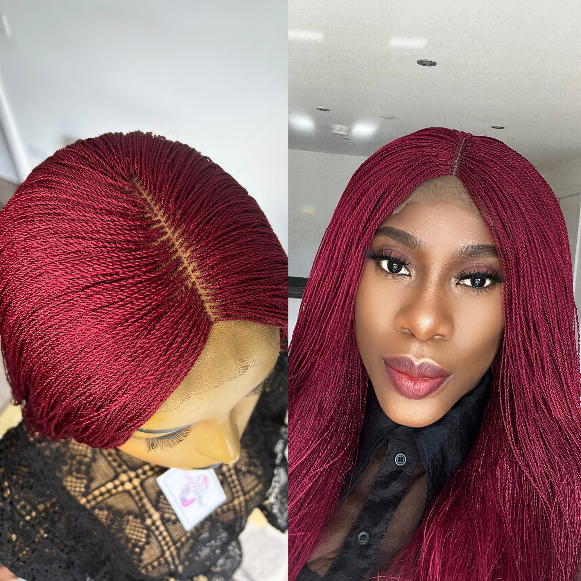 Micro Needle Senegalese Twists - Burgundy - UniqueBraidedWigs