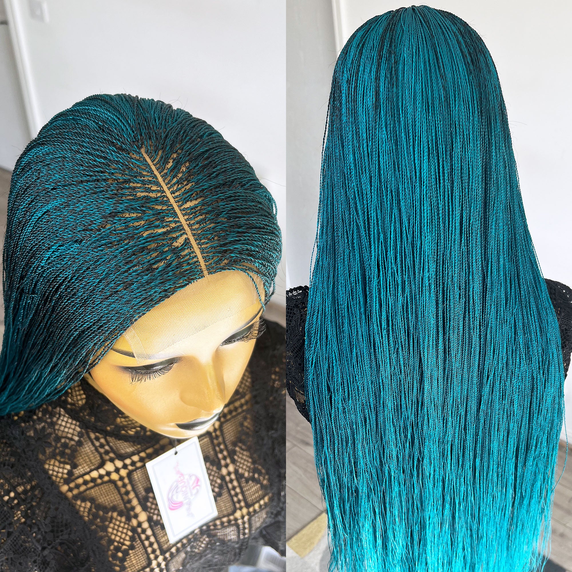 Unique Micro Needle Senegalese Twists Braided Wig - Teal