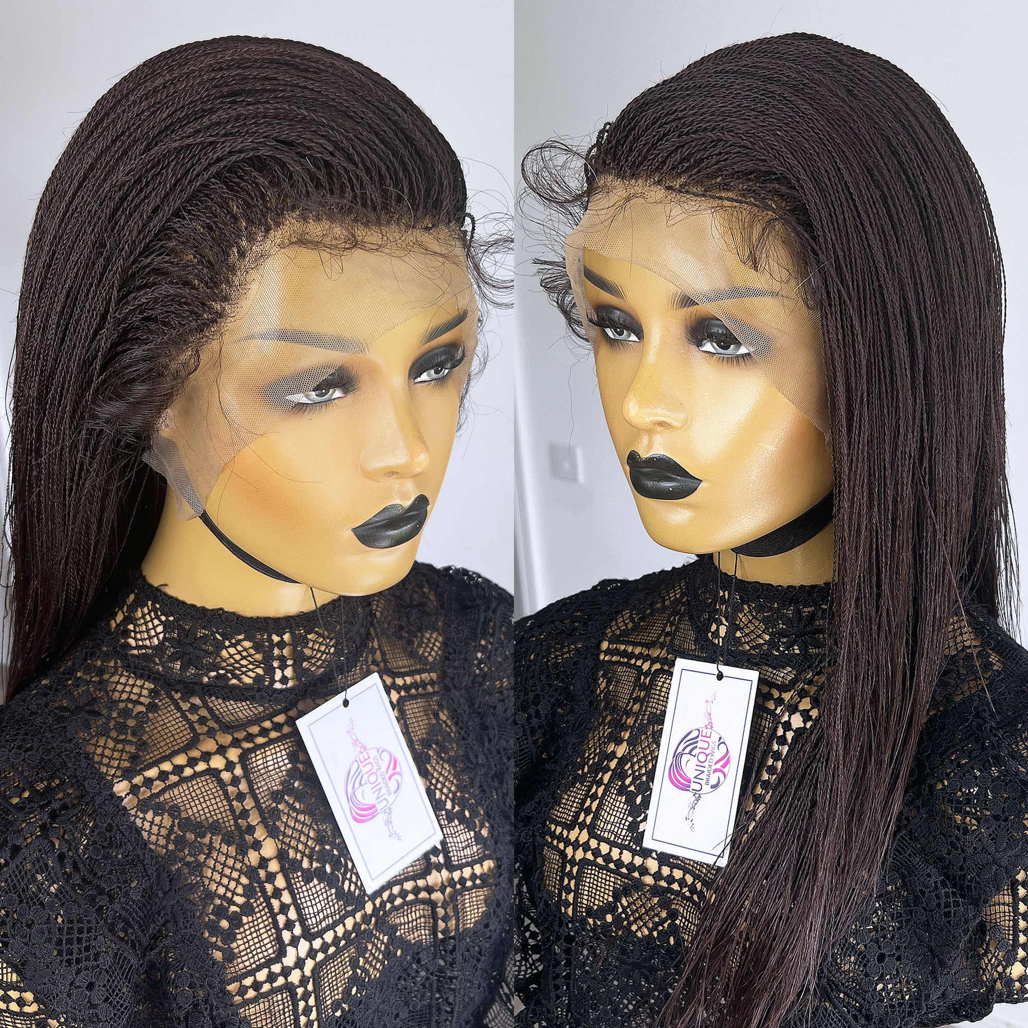 Lace Front Micro Senegalese Twists Braid Wig - Elle - UniqueBraidedWigs