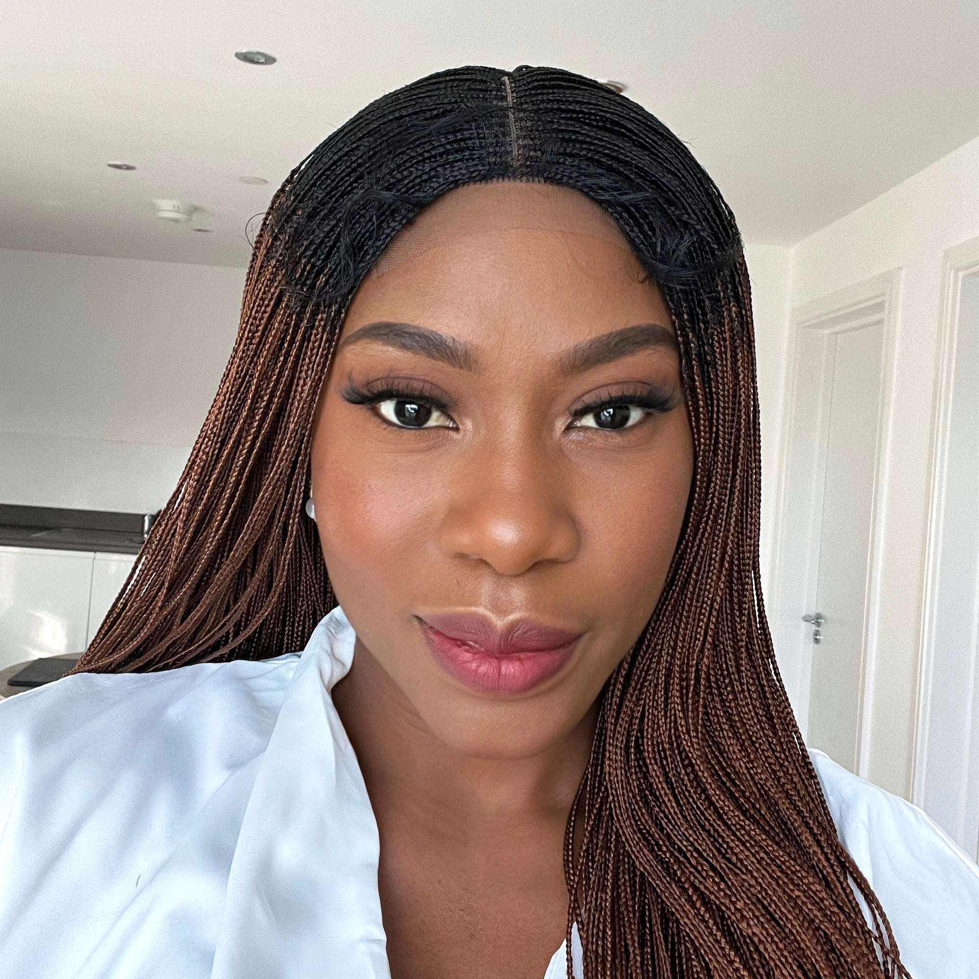 Micro Box Braided Wig - #1b/30 ombre (18 inches) - UniqueBraidedWigs