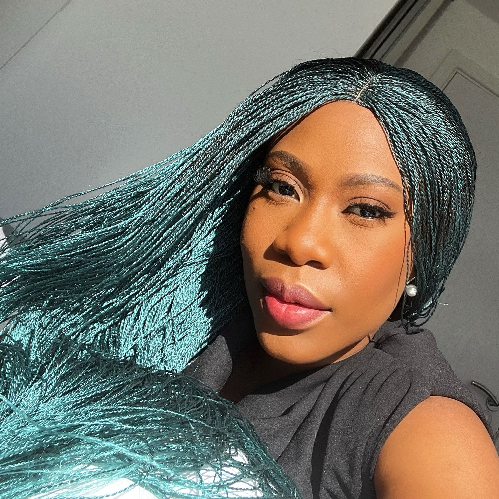 Unique Micro Needle Senegalese Twists Braided Wig - TealGreen