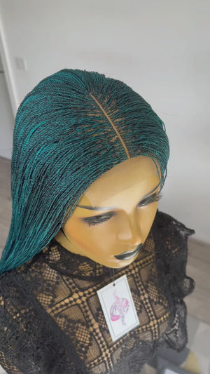 Unique Micro Needle Senegalese Twists Braided Wig - Teal