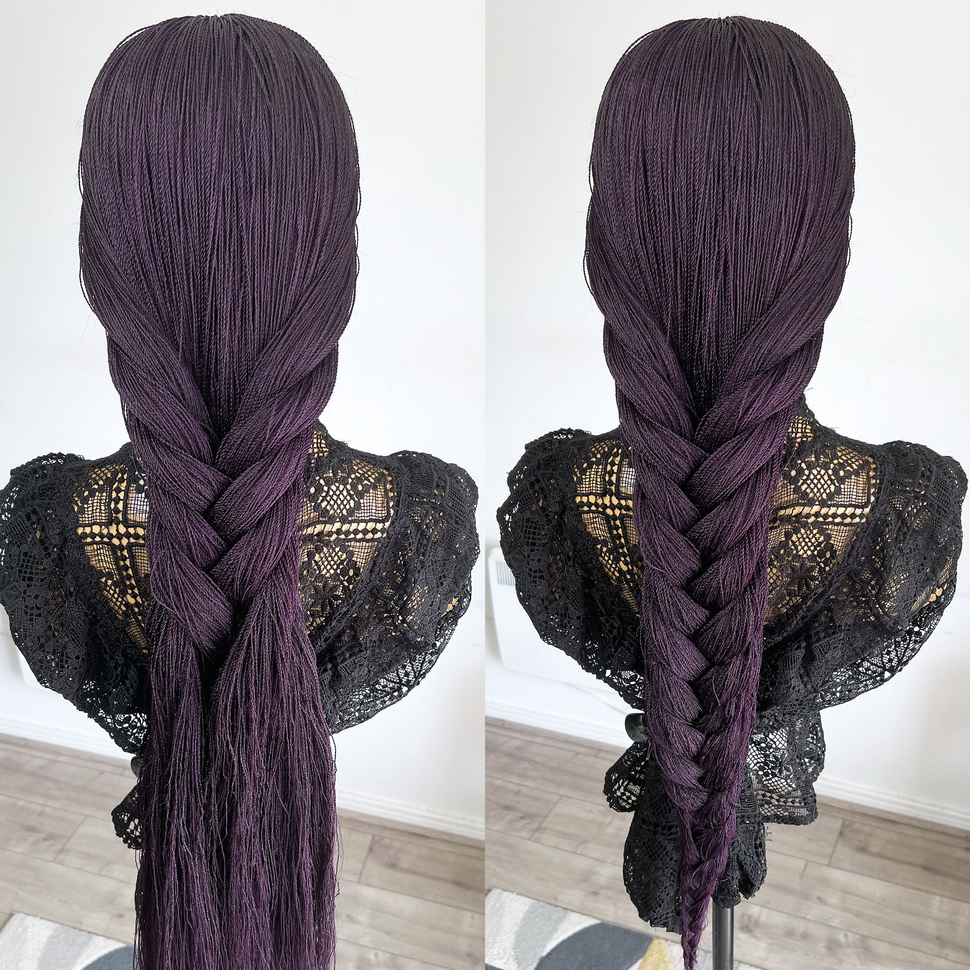 Unique Micro Needle Senegalese Twists Braided Wig - Dark Purple