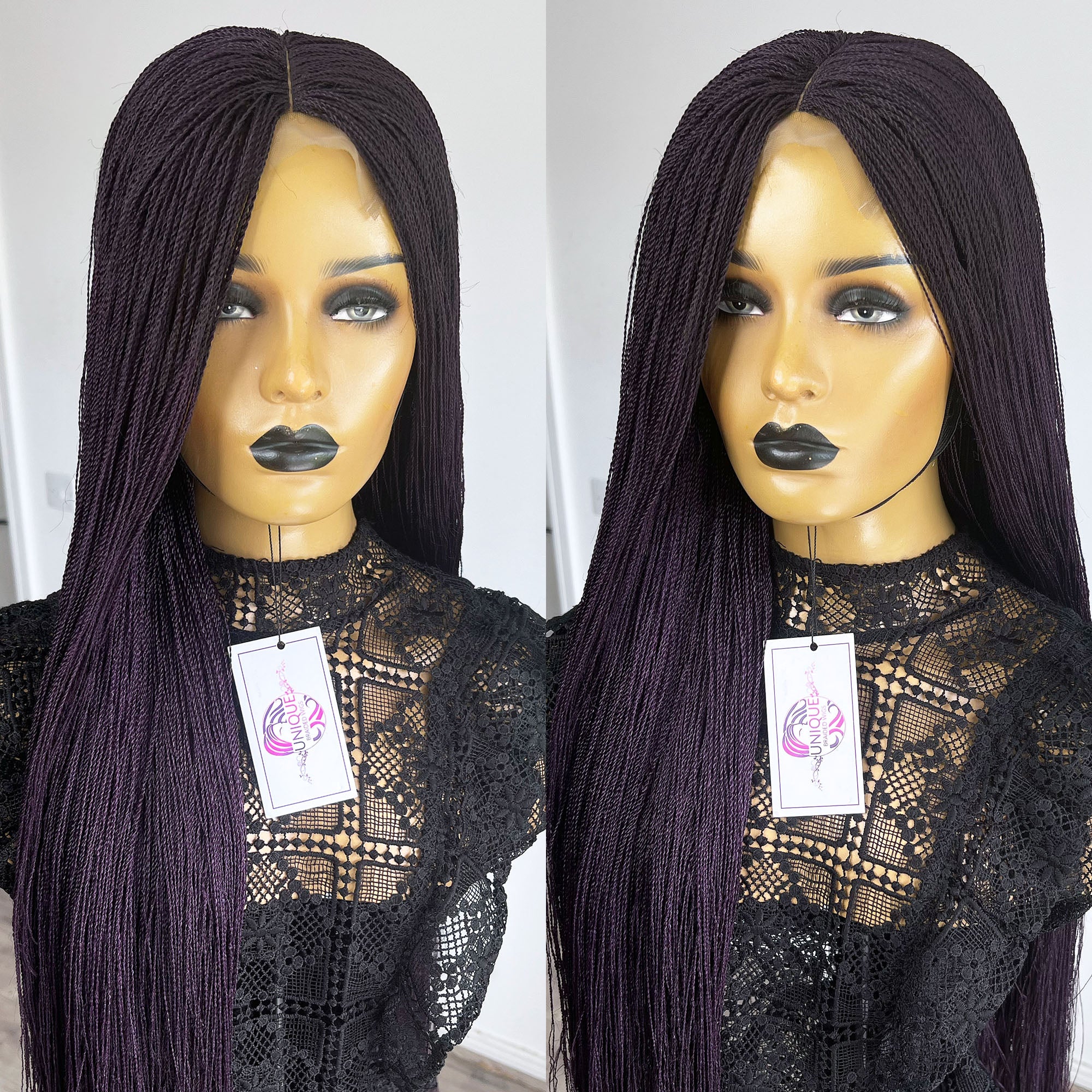 Unique Micro Needle Senegalese Twists Braided Wig - Dark Purple