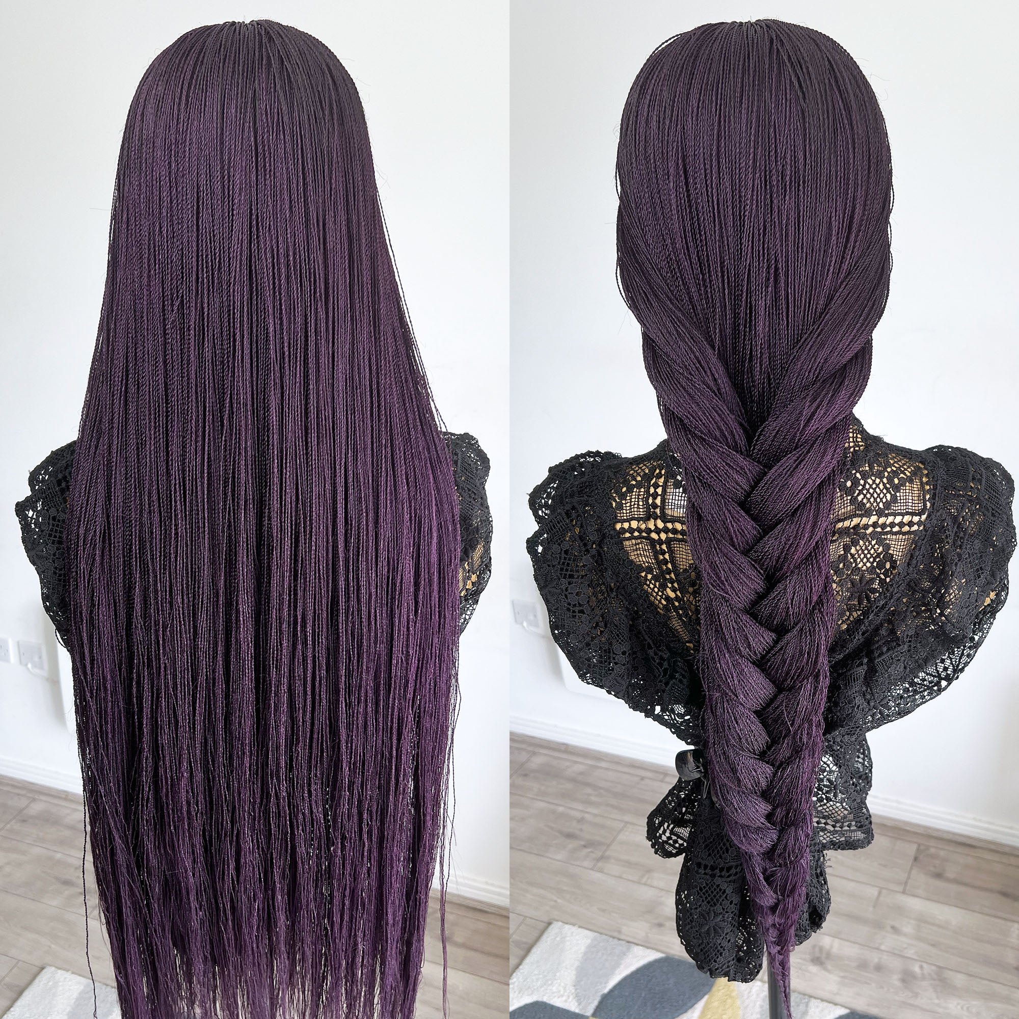 Unique Micro Needle Senegalese Twists Braided Wig - Dark Purple