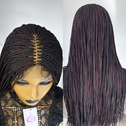 Unique Micro Box Braided Wig - #1/Red blend