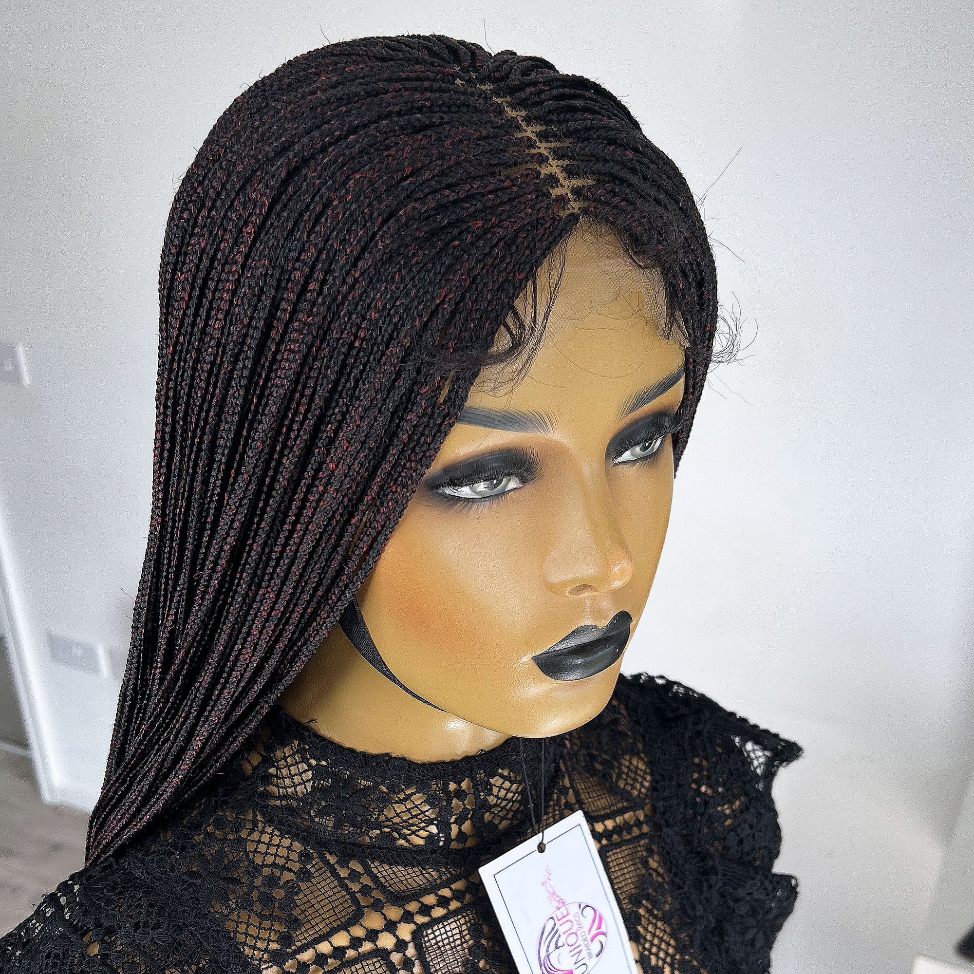 Unique Micro Box Braided Wig - #1/Red blend - UniqueBraidedWigs