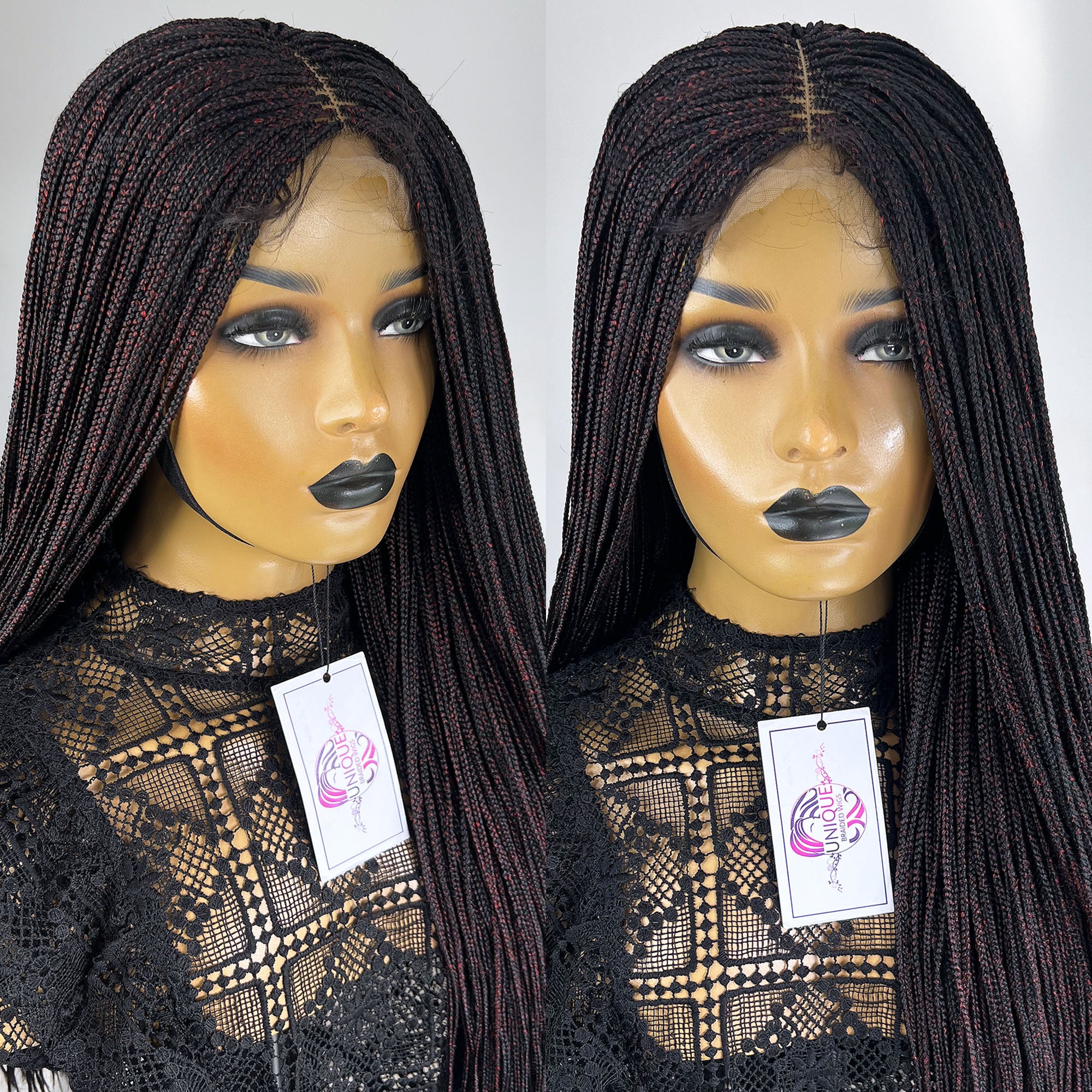 Unique Micro Box Braided Wig - #1/Red blend