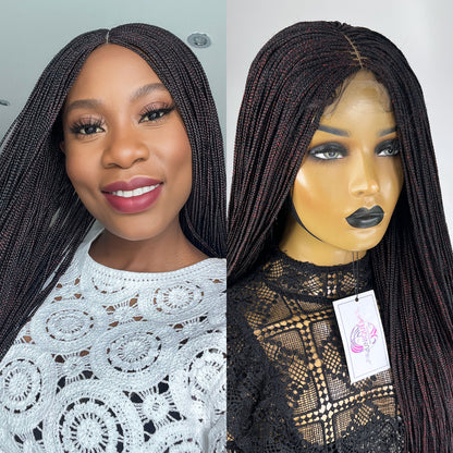 Unique Micro Box Braided Wig - #1/Red blend