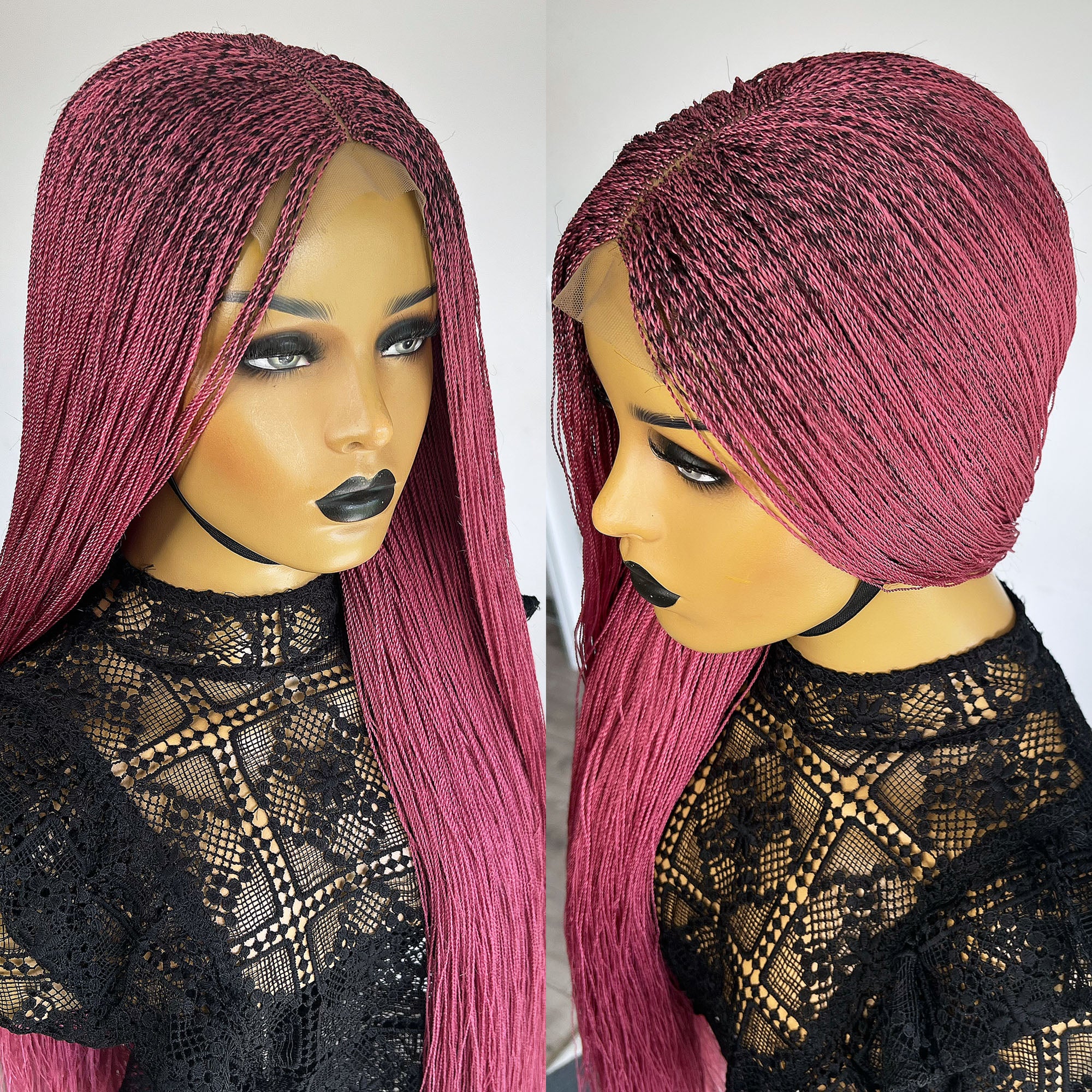 Unique Micro Needle Senegalese Twists Braid Wig - Pinkberry - UniqueBraidedWigs