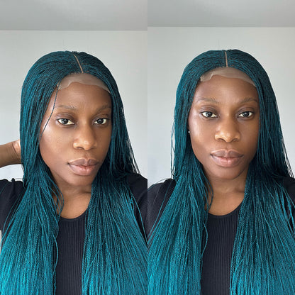 Unique Micro Needle Senegalese Twists Braided Wig - Teal