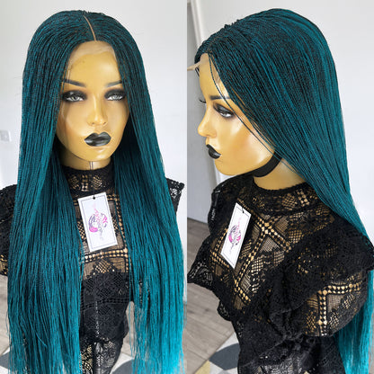 Unique Micro Needle Senegalese Twists Braided Wig - Teal