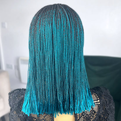 Short Micro Senegalese Twists - #1b/Teal Ombre