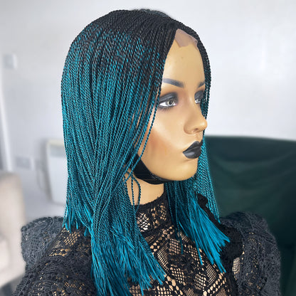 Short Micro Senegalese Twists - #1b/Teal Ombre