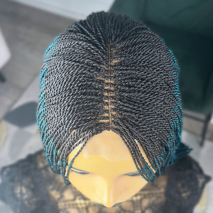 Short Micro Senegalese Twists - #1b/Teal Ombre