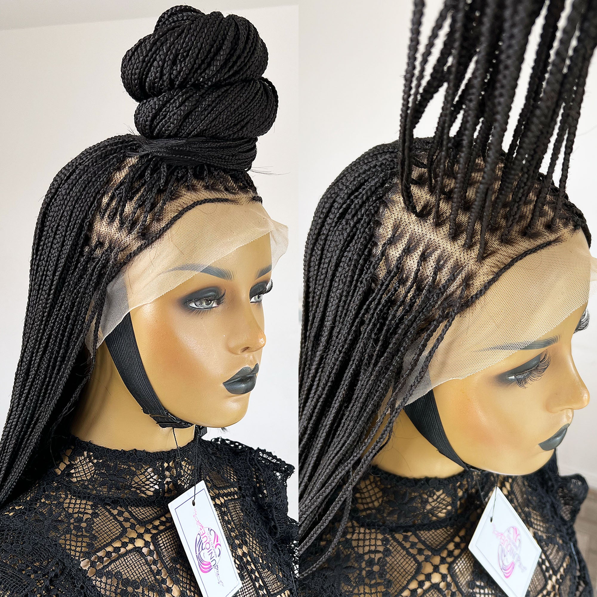 Unique Small Knotless Braids Wig - #1b