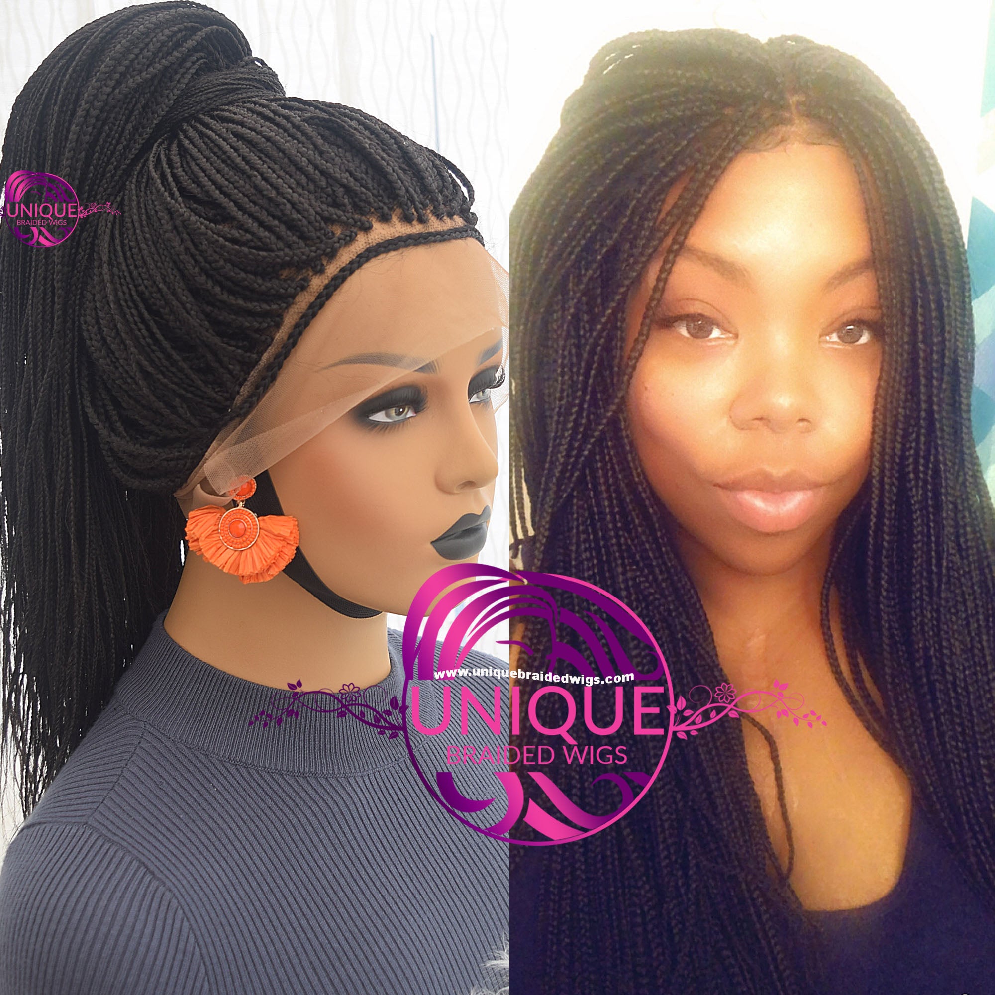 Full Lace Box Braids Wig - Ebony