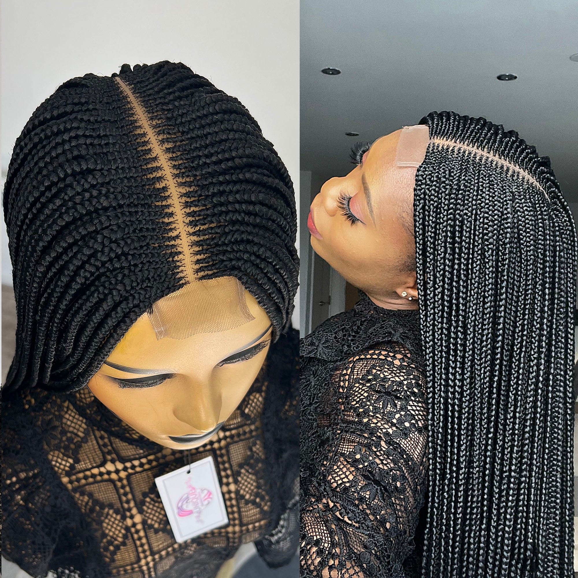 Deep Part Cornrow Braided Wig - Kim - UniqueBraidedWigs