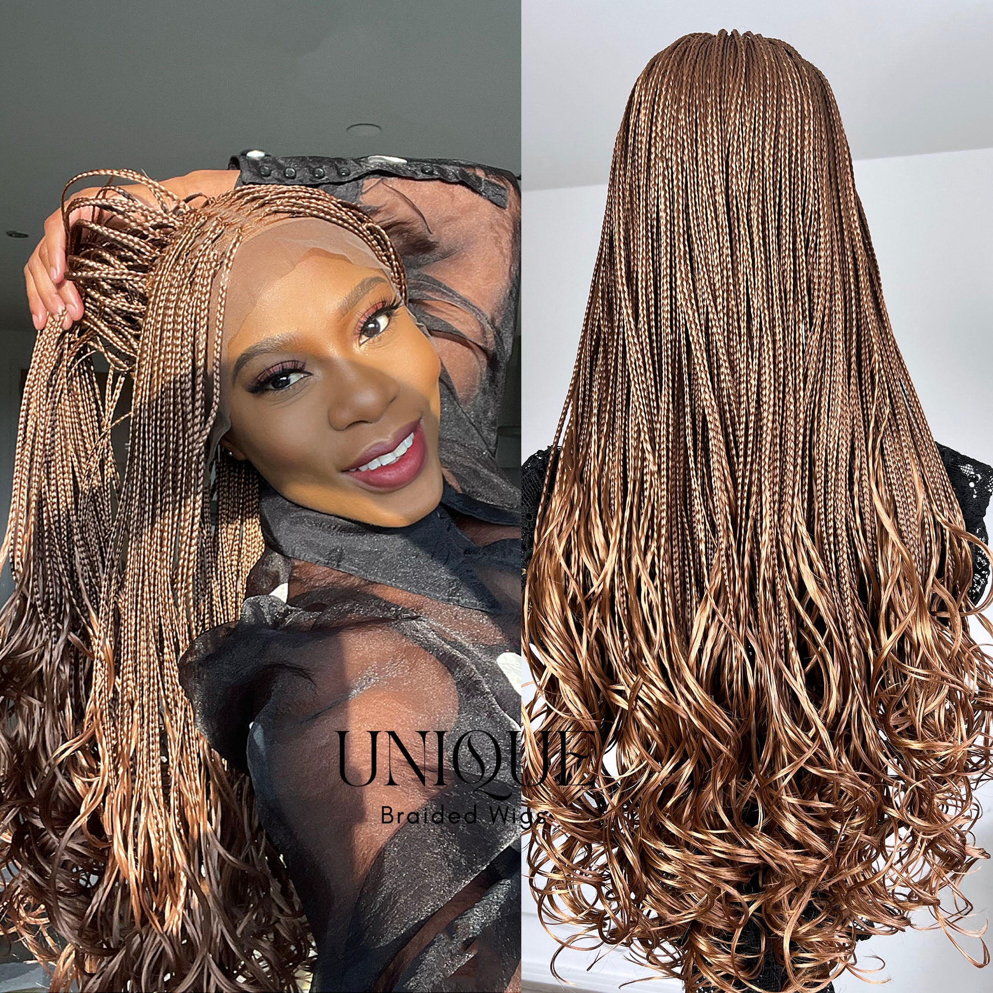 Box Braids with Curls - UniqueBraidedWigs.com