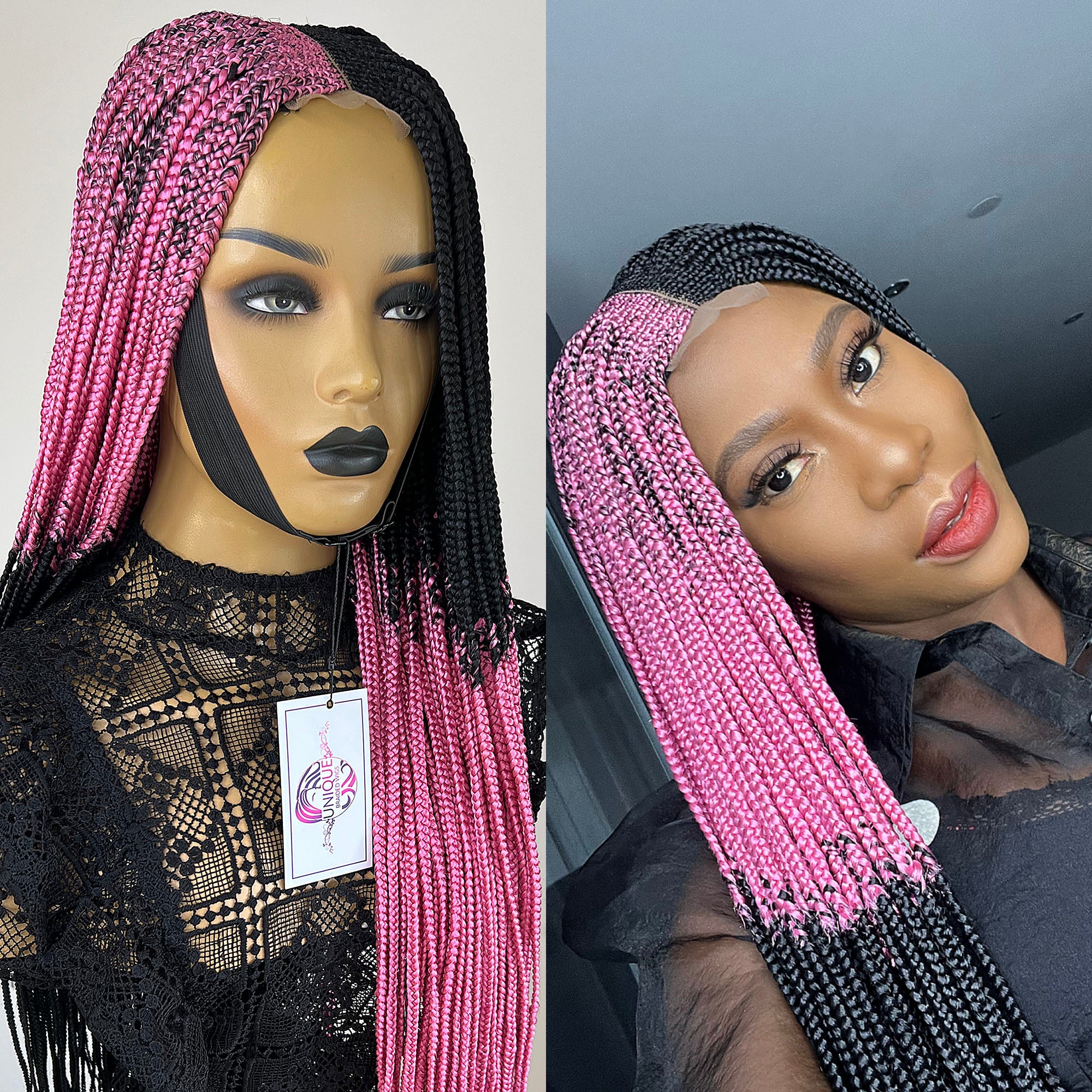 Reverse Ombre Cornrow Braids Wig - Ash