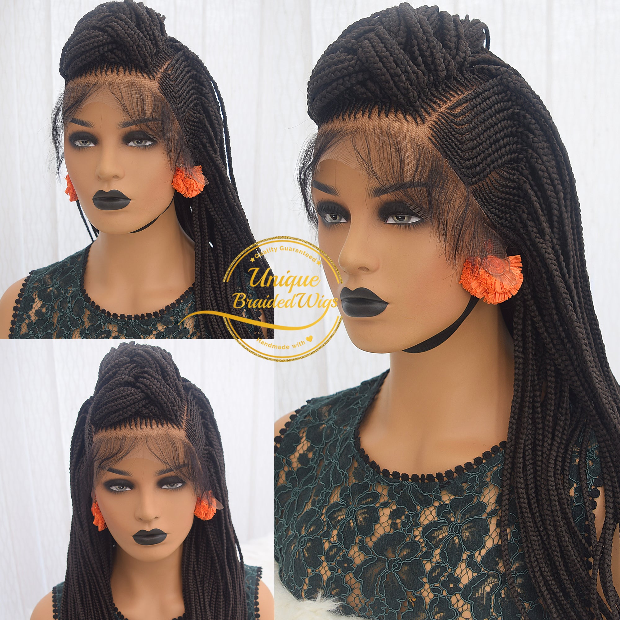 AFRICAN BRAIDED CONROW WIGS ON FRONTAL LACE CLOSURE