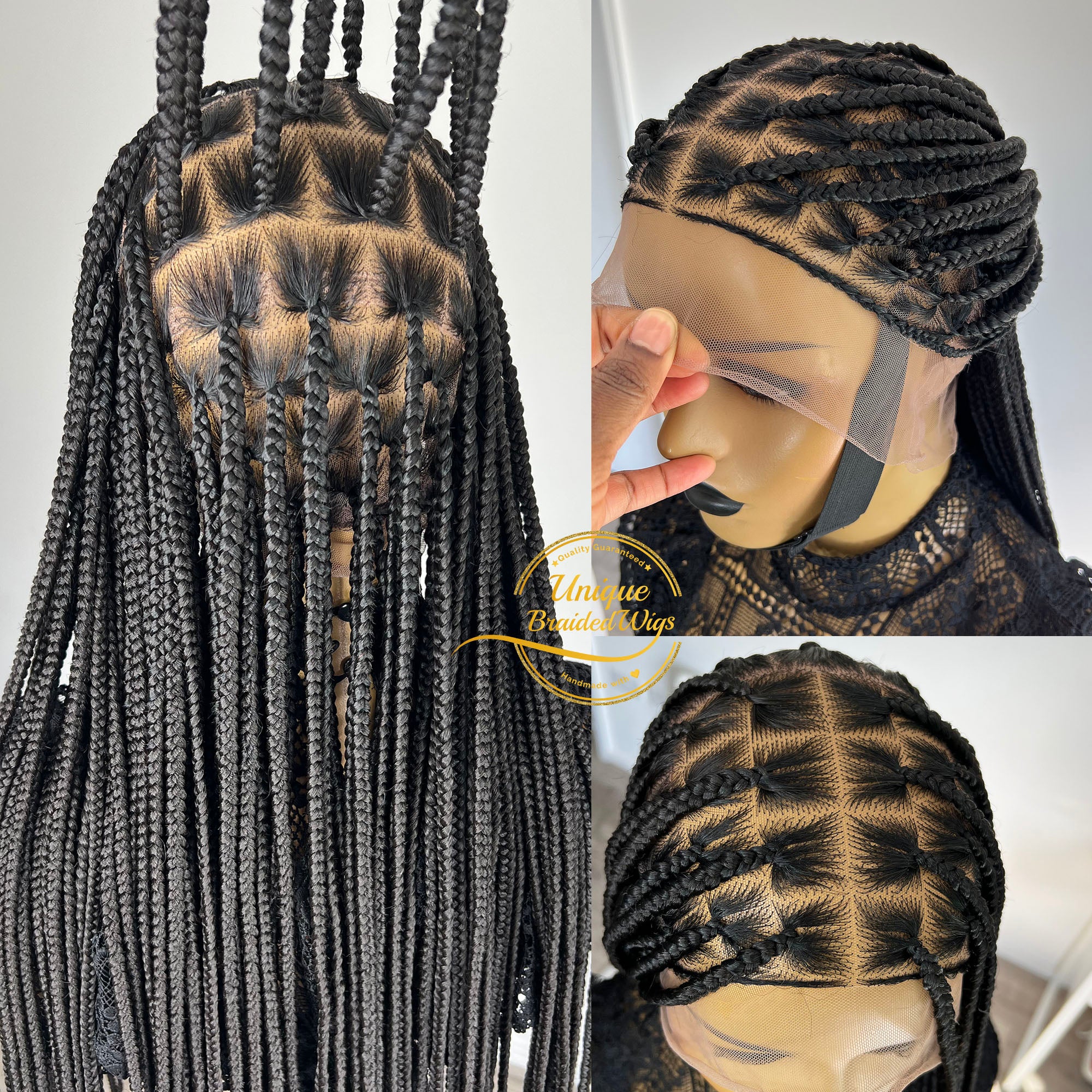 Unique Full Lace Medium Knotless Braid Wig - #1b - UniqueBraidedWigs