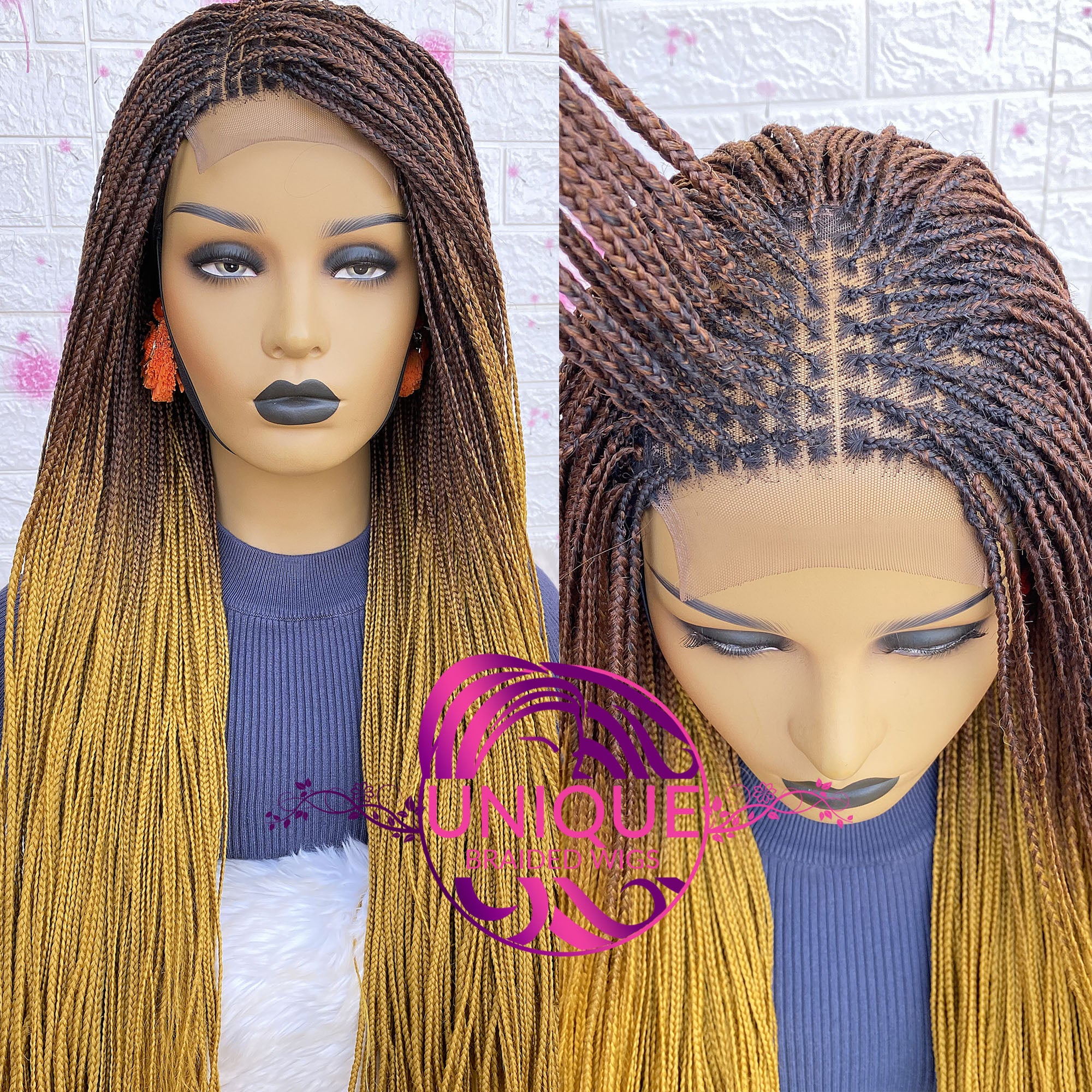 Ombre Tone Knotless Braided Wig - Ade - UniqueBraidedWigs