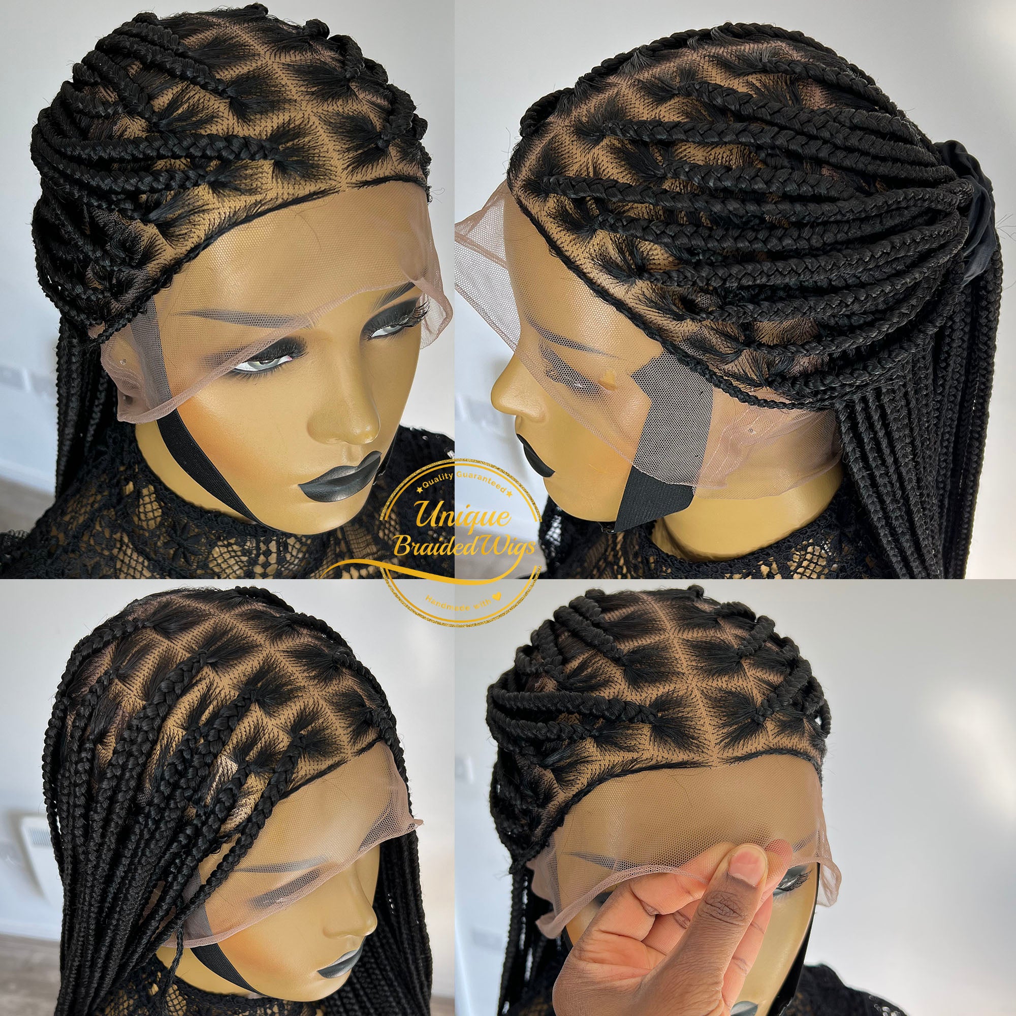 Unique Full Lace Medium Knotless Braid Wig - #1b - UniqueBraidedWigs