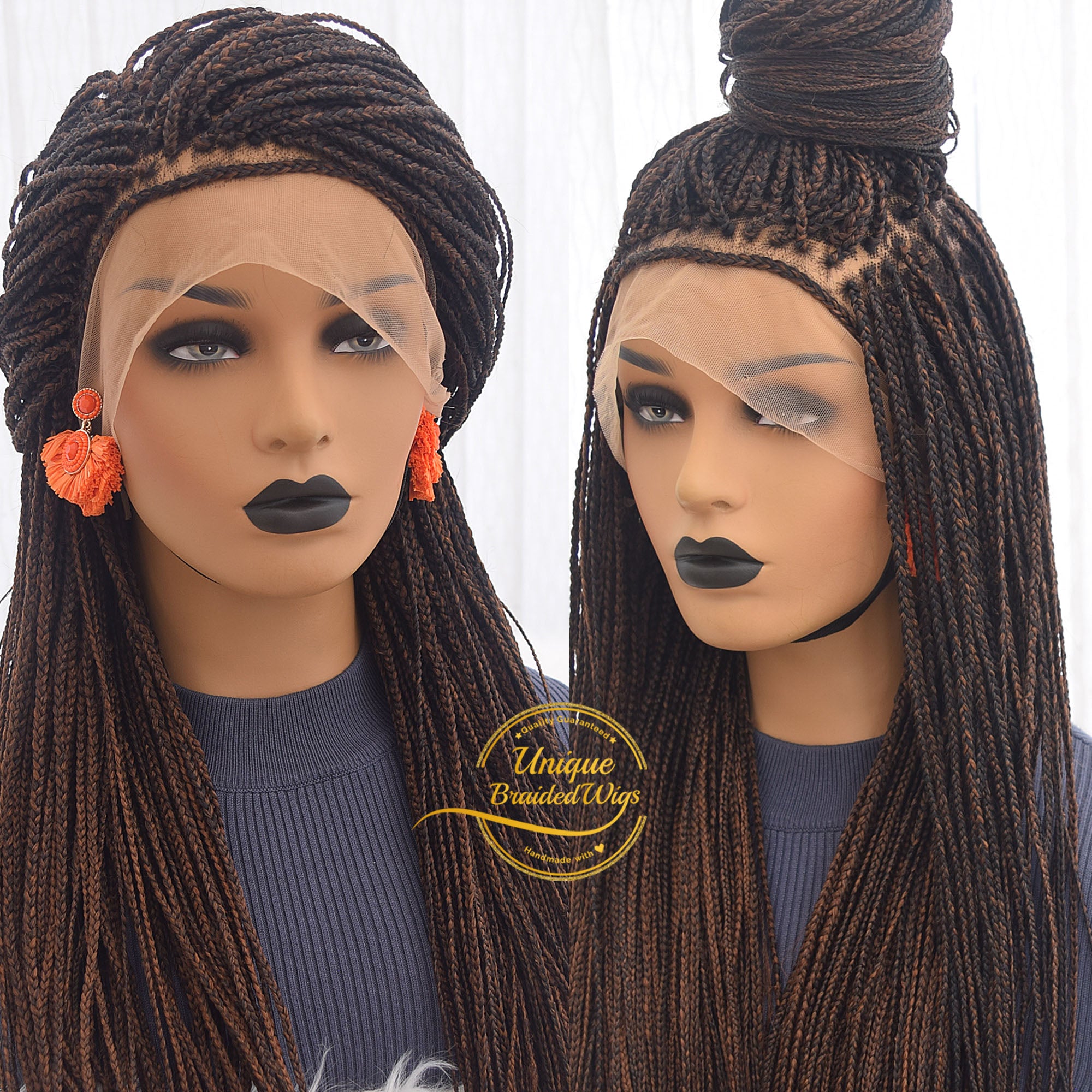 Full Lace Box Braids Wig - Ebony - UniqueBraidedWigs