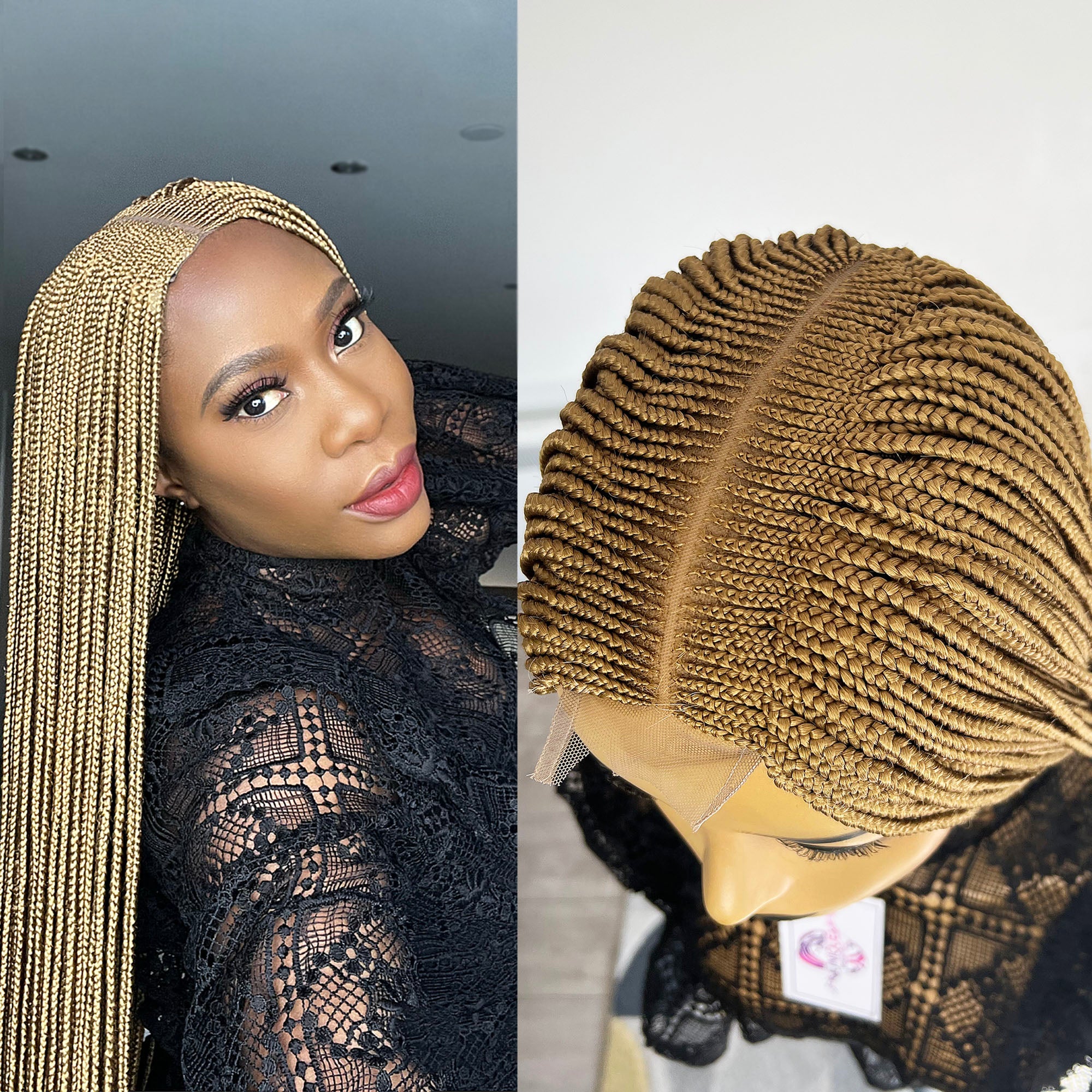 Deep Part Cornrow Braided Wig - Kim - UniqueBraidedWigs