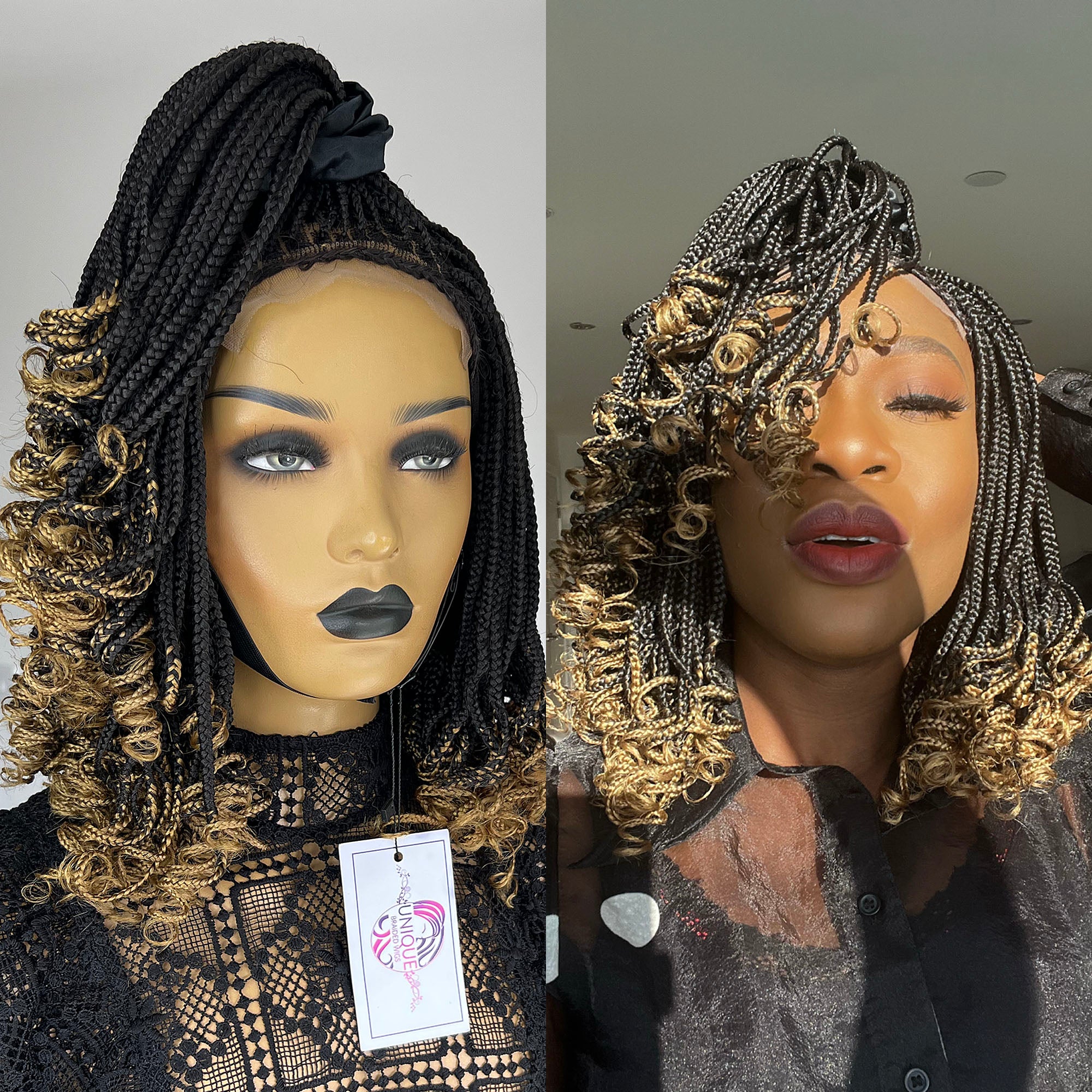 Ombre Tips Knotless Box Braid Wig - Jess - UniqueBraidedWigs