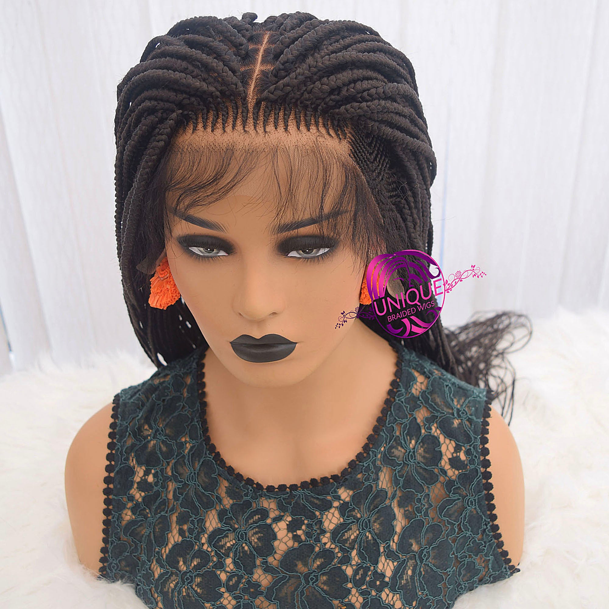 Lace Front Cornrow Braided Wig - Bria - UniqueBraidedWigs