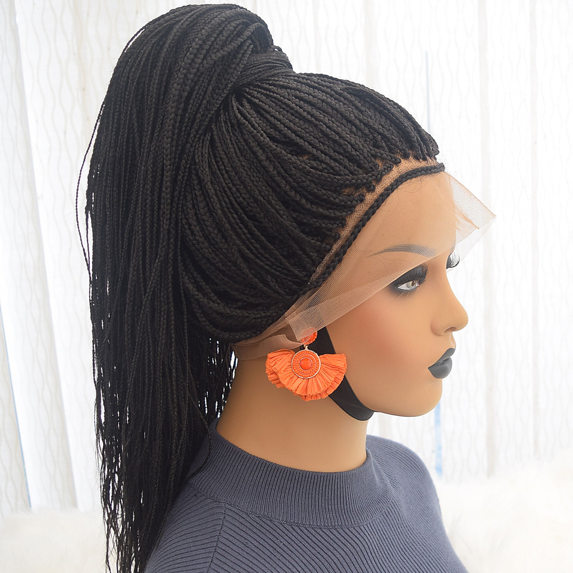 Full Lace Box Braids Wig - Ebony - UniqueBraidedWigs